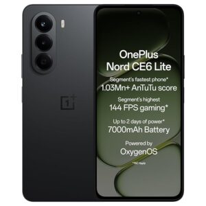 OnePlus Nord CE6 Lite | 6GB+128GB | Hyper Black | Segment's Fastest Dimensity 7400 Apex Processor | 7000mAh Battery | Segment's Highest 144Hz Refresh Rate | 50MP Main Camera, 4K Video Recording